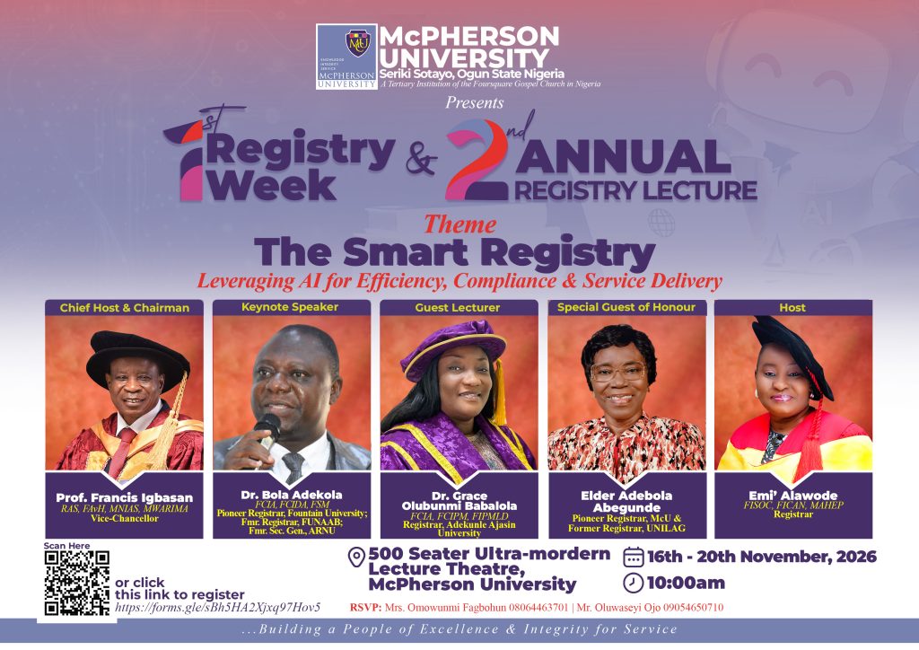 1st Registry Week and 2nd Annual Registry Lecture