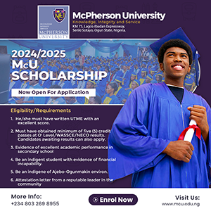 McPherson University 2024 Full Scholarship Programme